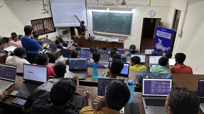 Proof of Community campus workshop during the India tour